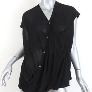 Helmut Lang Black Drape Blouse